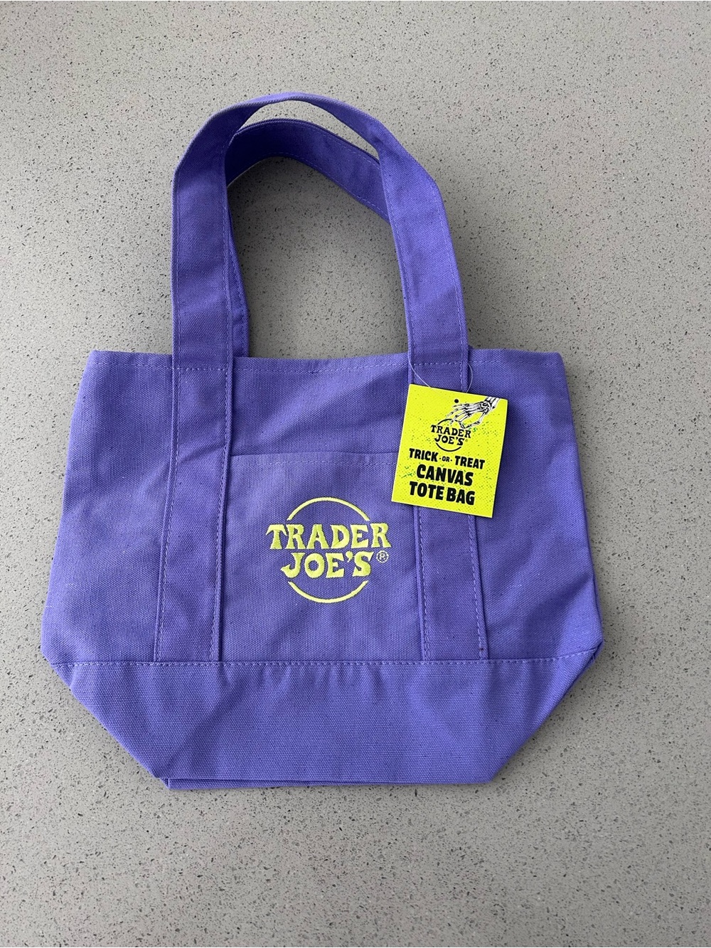 Trader Joe's Purple Canvas Tote with Yellow Logo